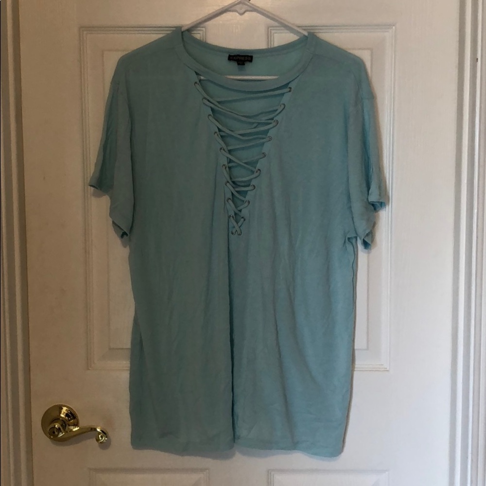 Large Express Lace-Up Front Girlfriend Tee